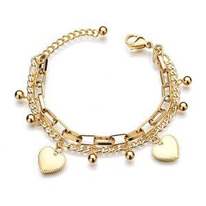 Heart Charm Bracelet Stainless Steel Love for Women Romantic Gift